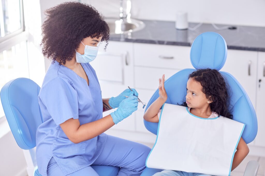 scared patient stopping pediatric dentist